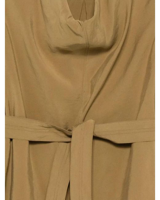 Alysi Natural Draped Front Sleeveless Top Side Slits