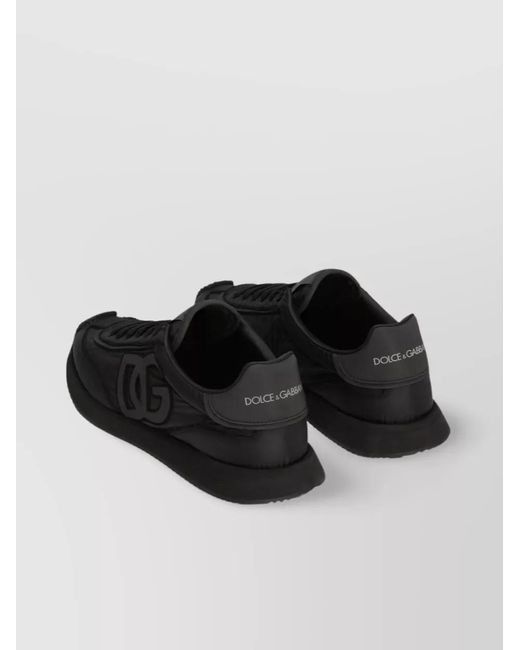 Dolce & Gabbana Black Low Top Round Toe Rubber Sole Sneakers for men