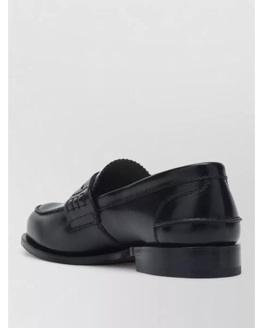 Church's Black Leather Loafers Round Toe Stitched Detailing for men