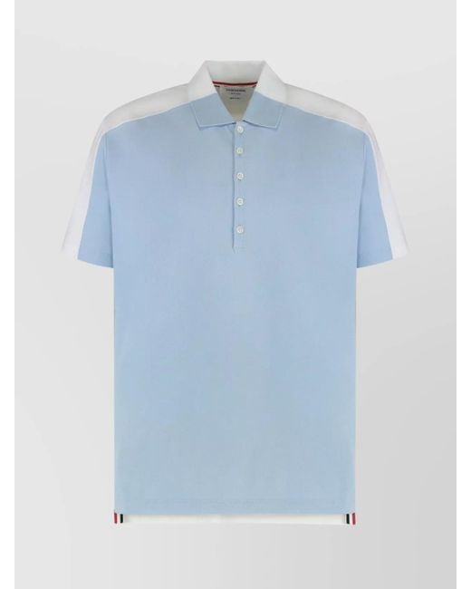 Thom Browne Blue Cotton Short-Sleeve Polo Shirt for men
