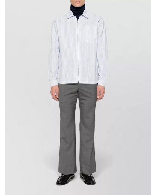 Prada White Striped Zip-Up Shirt for men
