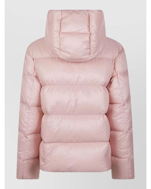 Moncler Pink Down Hooded Quilted Puffer Jacket