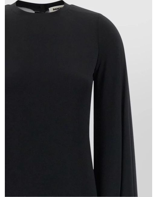 DARKPARK Black Long Sleeve Floor Length Round Neck Dress
