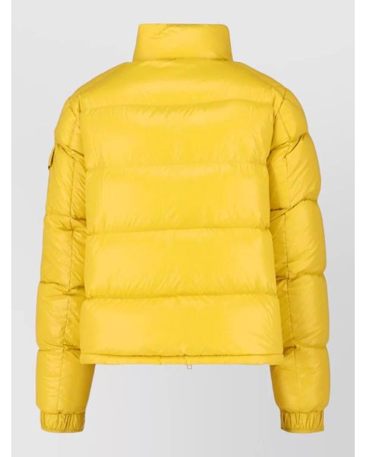 Moncler Yellow High Collar Padded Jacket Side Zip Pockets for men