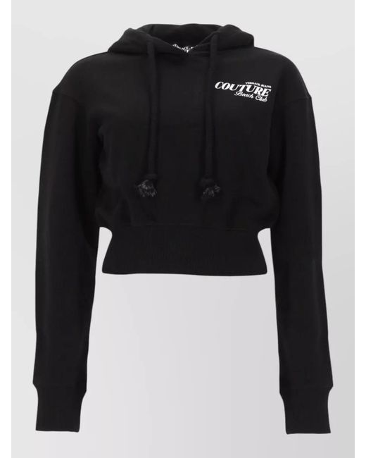 Versace Jeans Couture Black Knitwear Hooded Top Graphic Logo Design