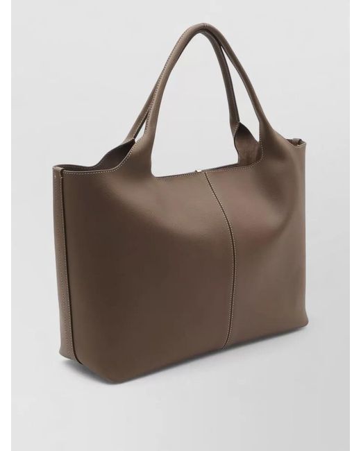 Tod's Brown Medium Calf Leather Shopping Tote Bag