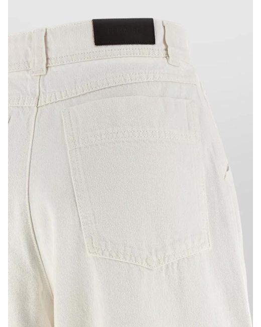 Lemaire White Denim Trousers Belt Loops Side Pockets