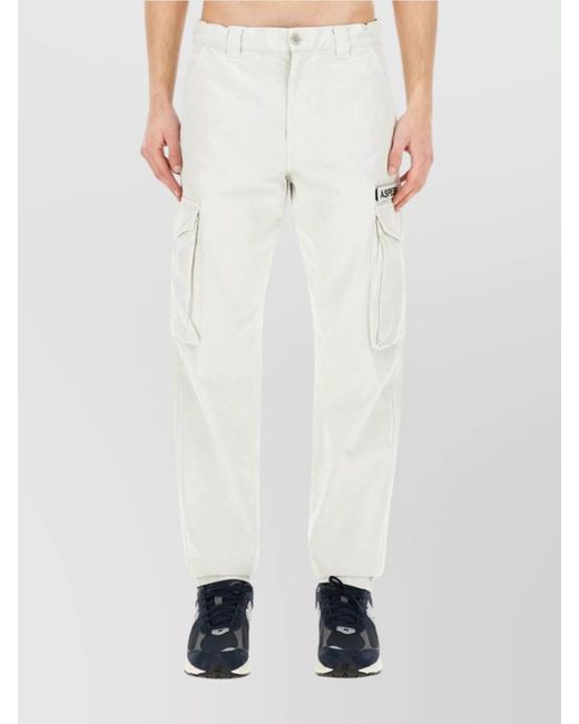 Aspesi White Utility Trousers Featuring Multiple Pockets for men