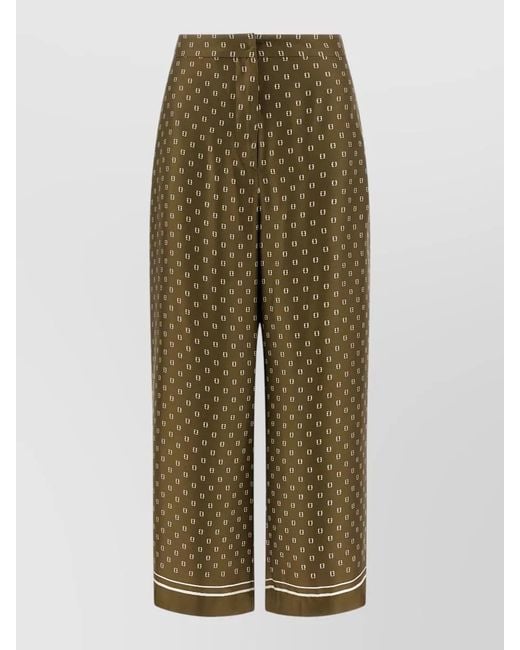 Max Mara Green Mstottelia Cropped Trousers Patterned Belt Loops