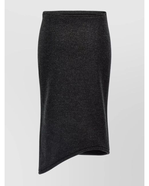 Victoria Beckham Black Wool Slim-Fit Asymmetric Skirt