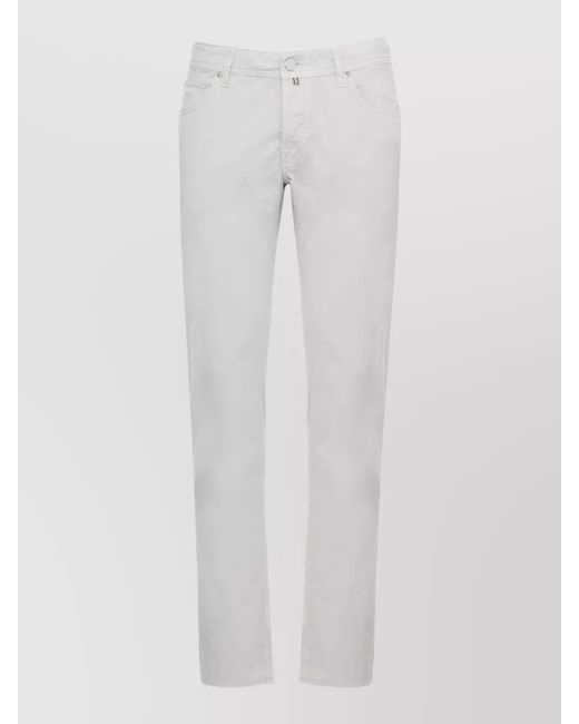 Jacob Cohen White Cotton Pants Belt Loops Five Pocket Handkerchief for men