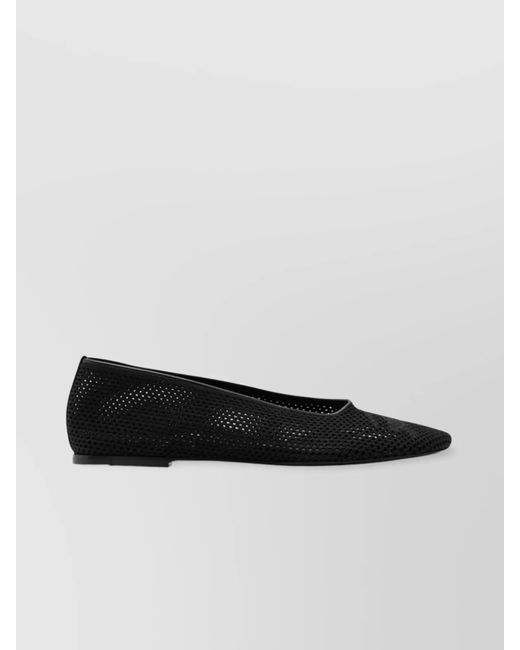 Burberry Women's Black Square Toe Stretch Ballet Flats With