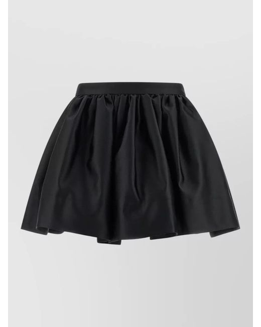 Rabanne Black Satin Skirt Elastic Waist Flared Silhouette