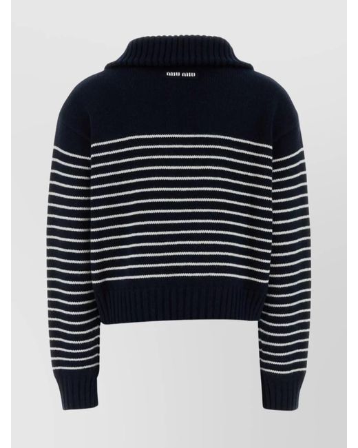 Miu Miu Blue Embroidered Cashmere Sweater