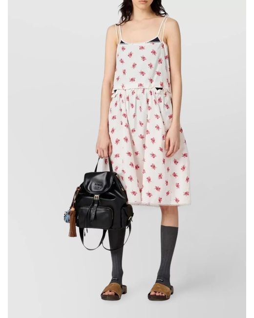 Miu Miu Pink Floral-Print Midi Dress