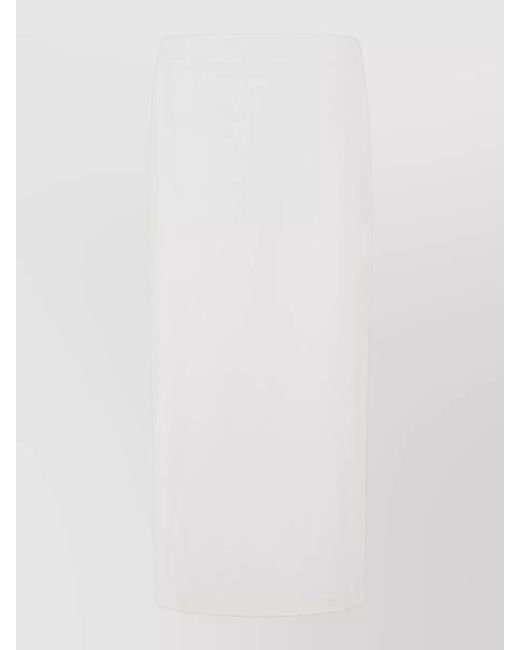 Loulou de Saison White Virgin Wool Long Pencil Skirt