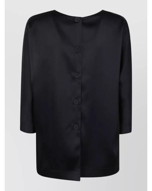 DR. HOPE Black Button Back Blouse