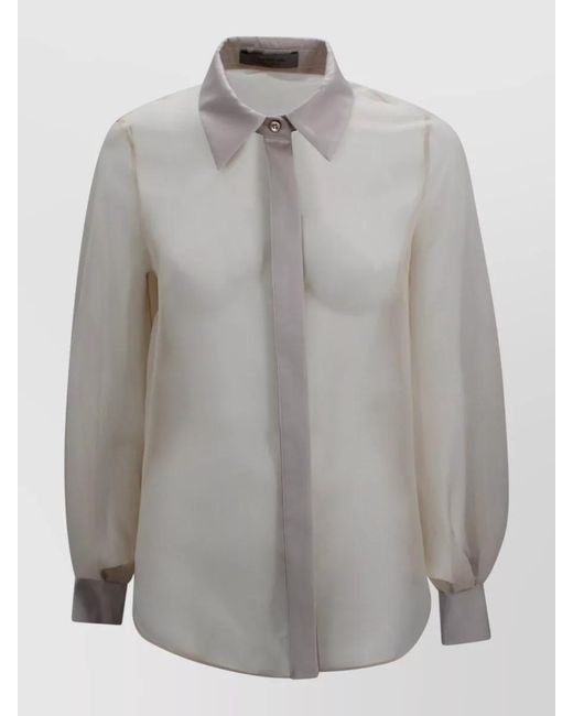 D.exterior Gray Relaxed Fit Long Sleeve Sheer Shirt