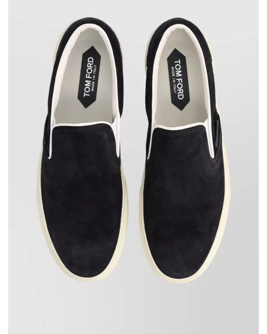 Tom Ford Black Leather Slip-On Sneakers for men