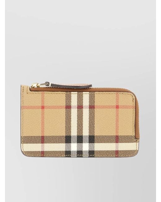 Burberry Natural Checkered Pattern Wallet And Cardholder