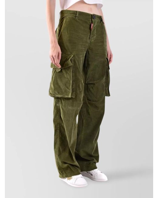 DSquared² Green Wide-Leg Trousers
