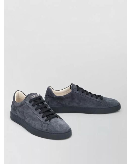 Tod's Blue Suede Lace Up Sneakers Minimal Lines for men