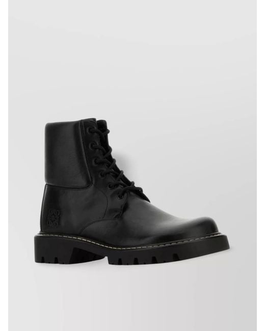 Loewe Black Leather Ankle Boots for men