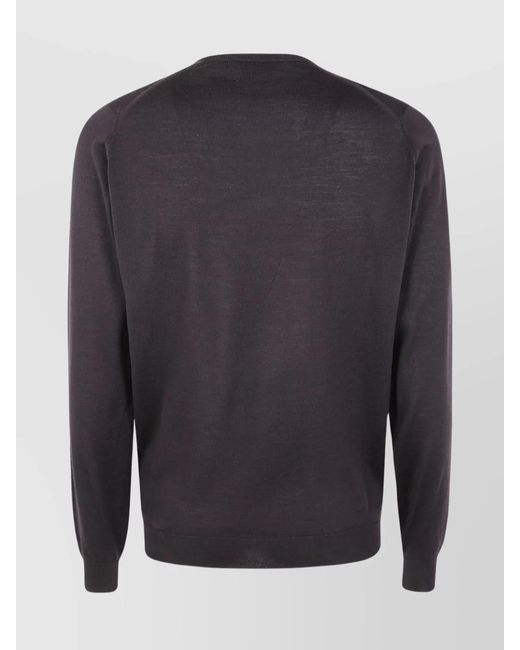 John Smedley Blue Merino Wool Crew Neck Jumper for men