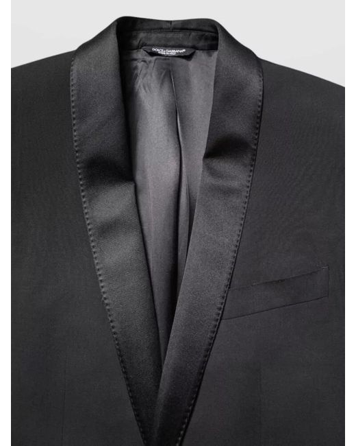Dolce & Gabbana Black Wool Silk Single-Breasted Coat for men