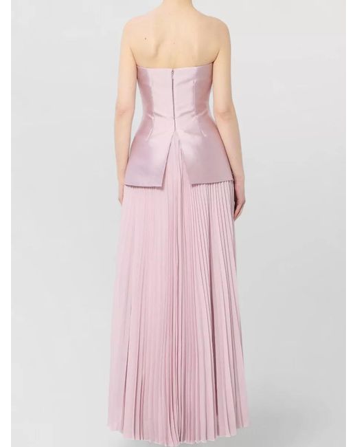 Solace London Pink Claudette Draped Bustier Chiffon Maxi Dress