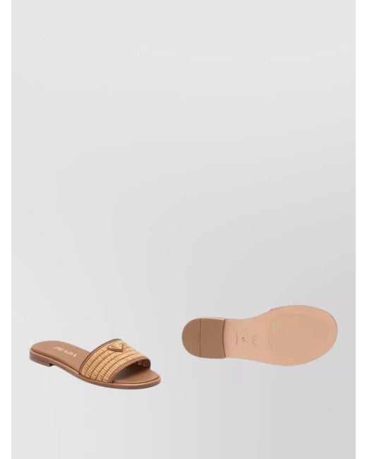 Prada Multicolor Lace Slides Flat Sole Open Toe