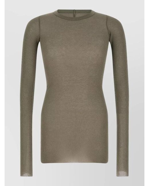 Rick Owens Gray Long Sleeve Ribbed Knit Seam Detail Top for men