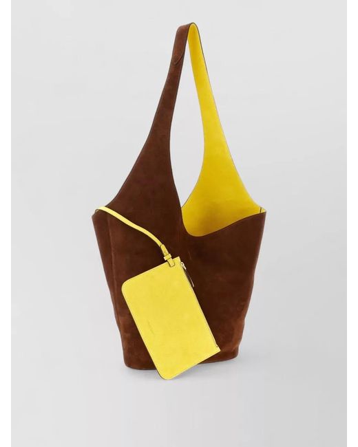 Alberta Ferretti Metallic Suede Bag Featuring Long Strap