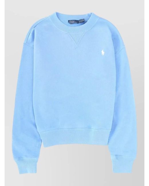 Polo Ralph Lauren Blue Knit Sweater Cuffs And Hem Detailed