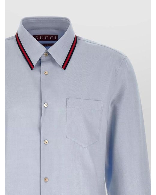 Gucci Blue Cotton Long-Sleeve Shirt for men