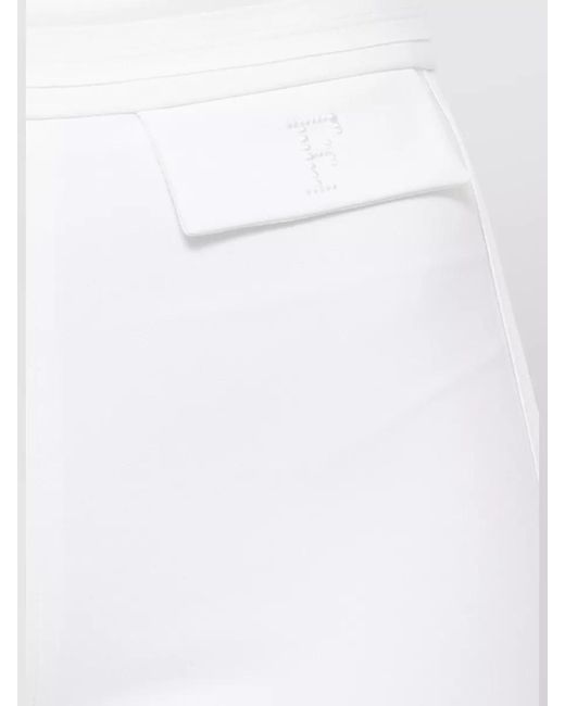 Elisabetta Franchi White High Waist Cropped Trousers Front Flap Pockets