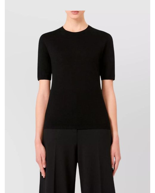 Max Mara Black Virgin Wool Slim-Fit Knitted Top