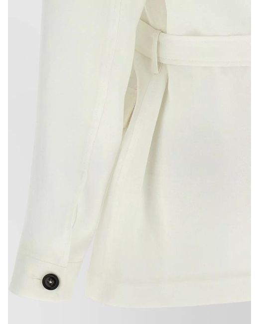 Tagliatore White J Lauren Jacket Belted Waist Long Sleeves