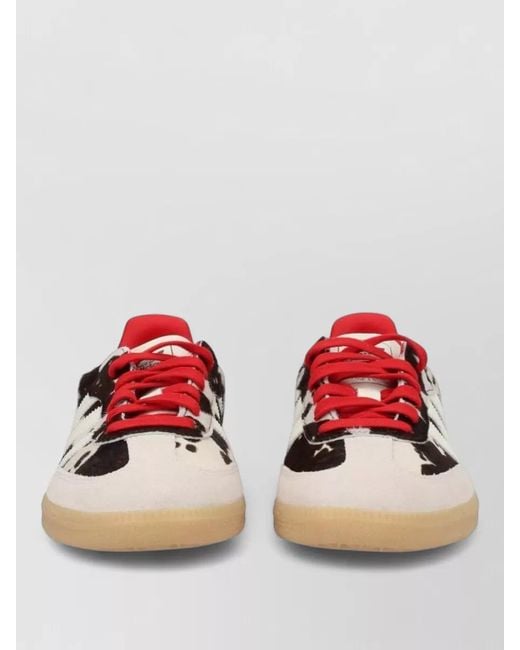 Adidas Originals Red Cow Print Low Top Sneakers Gum Sole