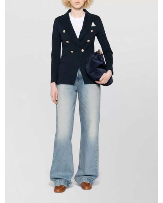 Circolo 1901 Blue Cotton Double Breasted Tailored Jacket