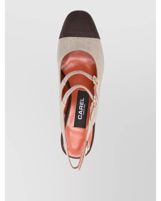 CAREL PARIS Pink Papaya Slingback Pumps Almond Toe Block Heel