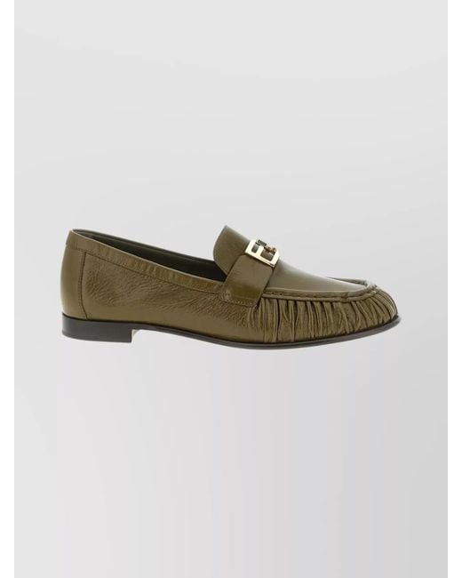 Fendi Green Lamb Leather Loafers