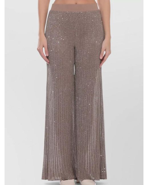 D.exterior Gray Straight Pants Lurex Sequins Pleated Wide Leg