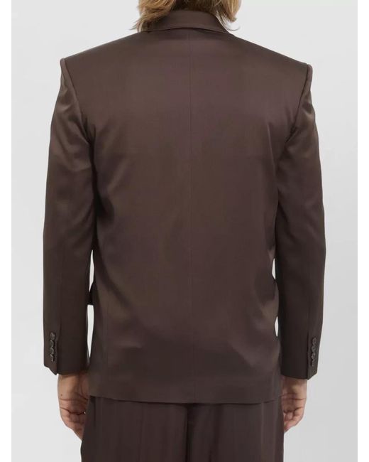Saint Laurent Brown Silk Satin Double-Breasted Jacket for men