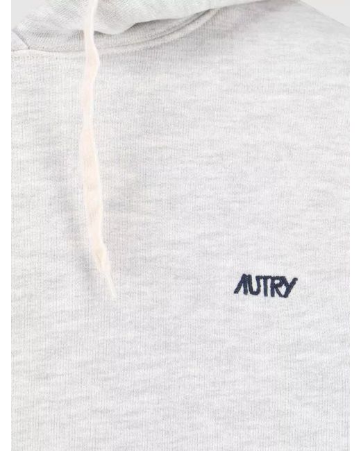 Autry White Hooded Sweatshirt Drawstring Hood Ribbed Cuffs for men