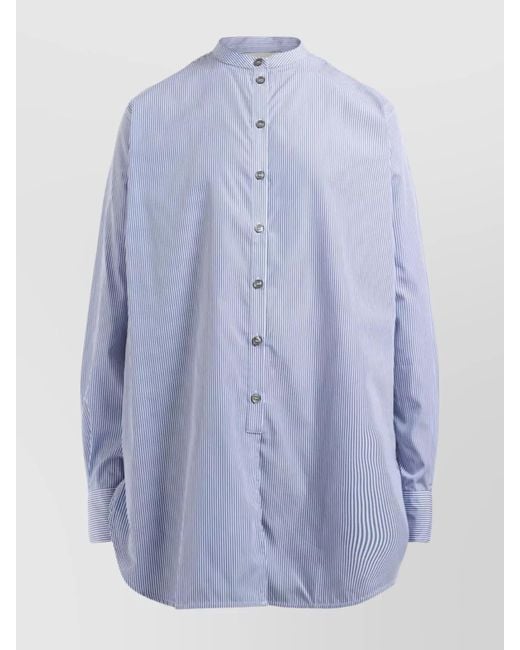 Studio Nicholson Blue Cotton Granded Collar Shirt