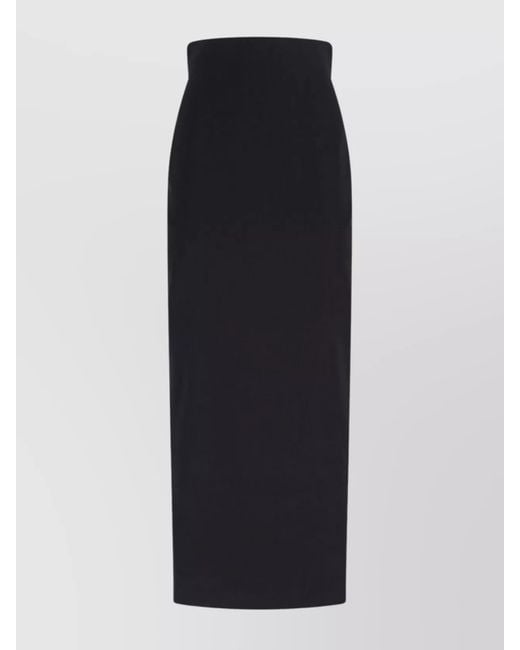 Rick Owens Black Virgin Wool Maxi Fitted Pencil Skirt