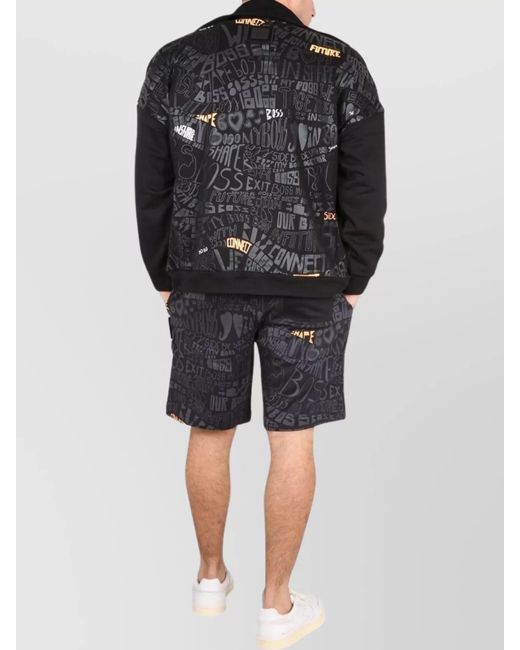 Boss Black High Neck Zip Cotton Sweatshirt for men