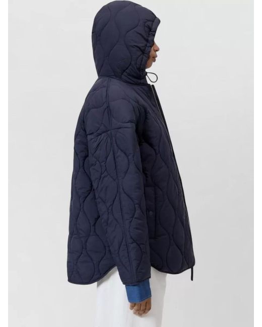 Closed Blue Quilted Parka Coat