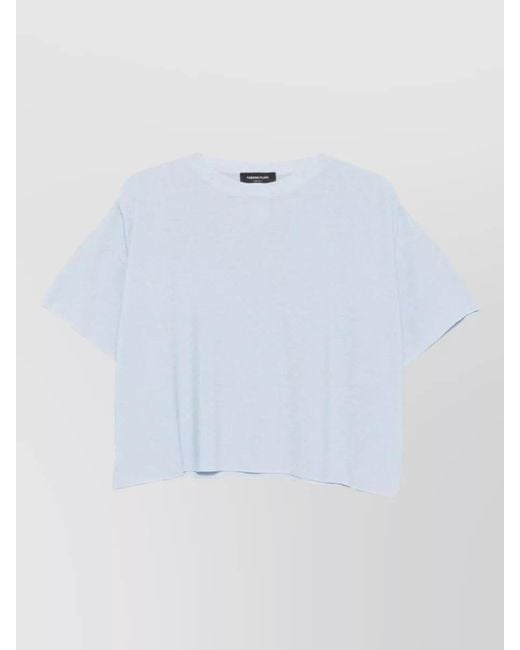 Fabiana Filippi White Round Neck Knit Top Short Sleeves